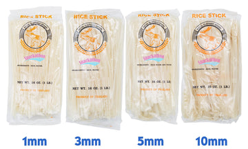 Rice Stick Noodles for Pho, Stir Fry, Pad Thai, Chow Fun, 16 Ounce Each, Pack of 4