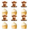 Cyodoos 24Pcs Highland Cow Cupcake Toppers Farm Animals Cupcake Picks Highland Cow Theme Baby Shower Kids Birthday Party Cake De
