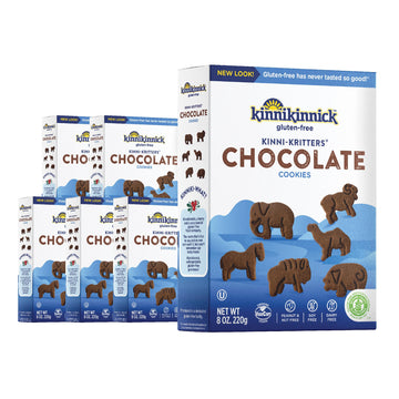 Kinnikinnick - KinniKritters Chocolate Animal Cookies - Gluten Free, Allergy Friendly Vegan Animal Crackers - 8 oz. Box - 6 pack