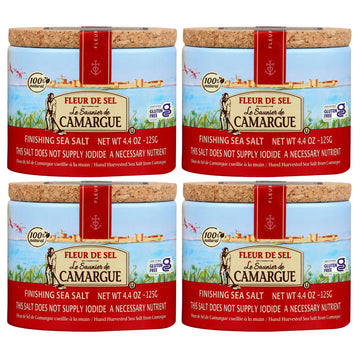 Le Saunier De Camargue Fleur De Sel Sea Salt, 4.4 Ounce Canisters (4 PACK)