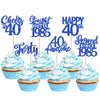 24PCS Blue Happy 40th Birthday Cupcake Toppers Forty Straight Outta 1985 Cupcake Picks Cheers to 40 Lengend Since 1985 Cake Deco
