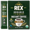 Rex Coffee Organic Fairtrade Decaf Freeze-Dried Instant Sticks - Naturally Decaffeinated Arabica 25 Single-Serve Packs Mountain Water Process