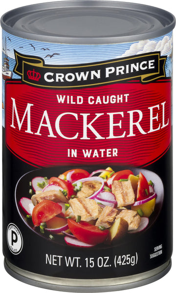 Crown Prince Mackerel In Water, 15-Ounce Cans (Pack Of 12)