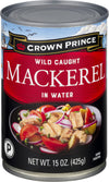 Crown Prince Mackerel In Water, 15-Ounce Cans (Pack Of 12)