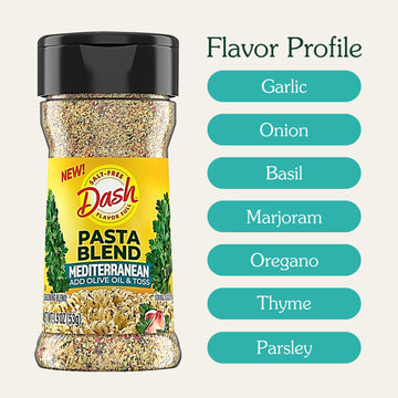 Dash Salt-Free Pasta Seasoning Blend, Mediterranean, 1.9 Ounce, Pack of 1