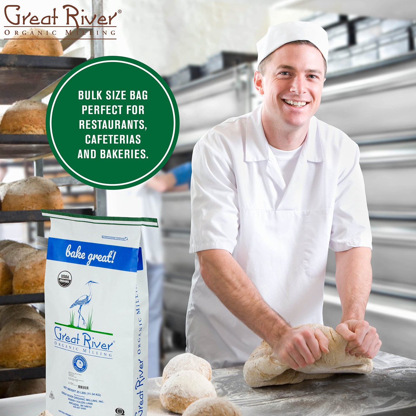 Great River Milling Organic All-Purpose Flour | Lily White All-Purpose Flour | Unbromated & Unbleached | Non-Gmo & Kosher | Balanced Protein & Gluten | Flour For Bread Maker, Ovens | 25 Lb (Pack Of 1)