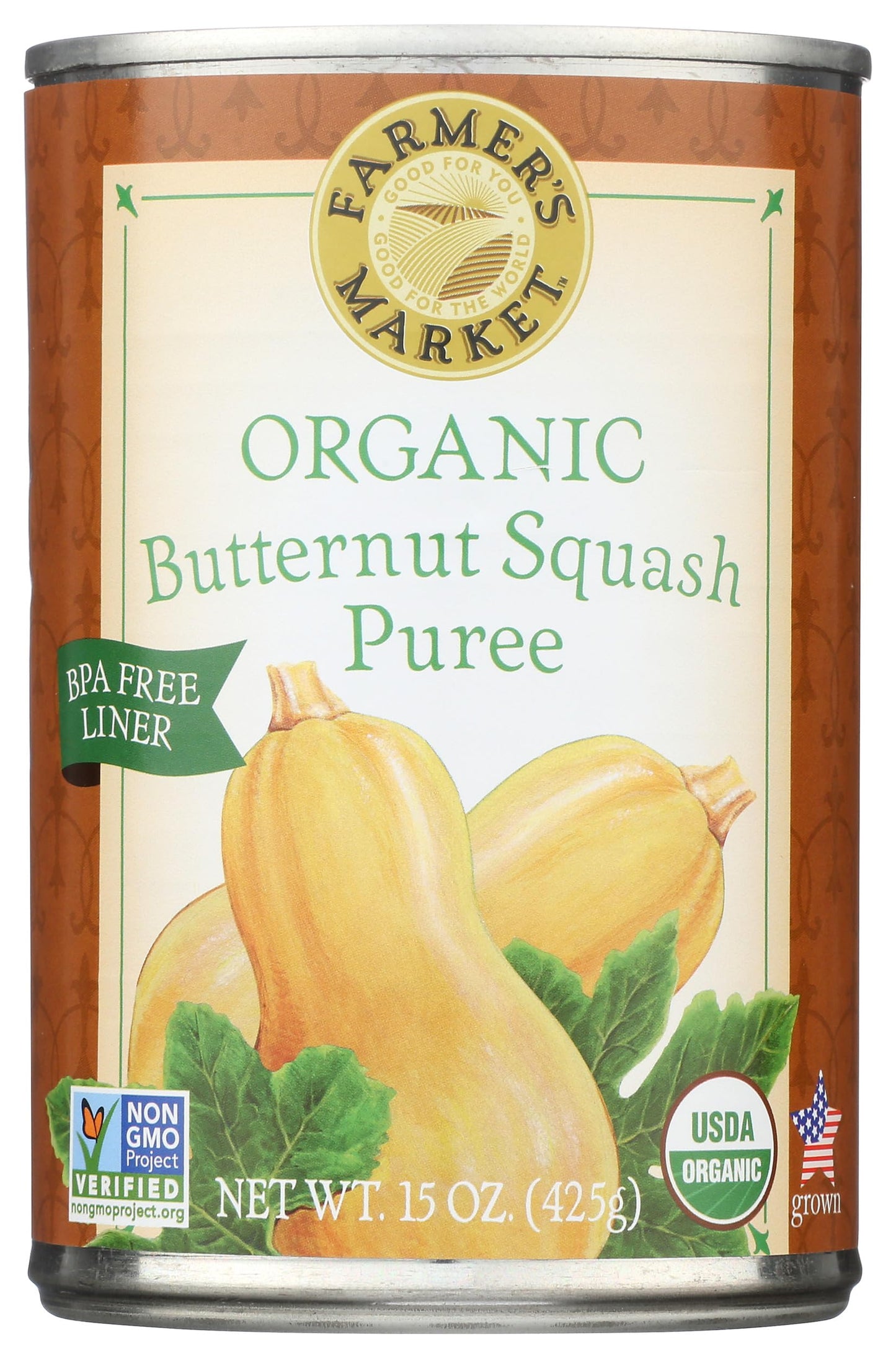 Farmers Market Foods, Organic Canned Butternut Squash Puree, 15 oz