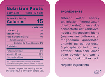 Recess Mood Magnesium & Adaptogen Drink, Relaxation Beverage, 12 ounce (Black Cherry, 12 pack)