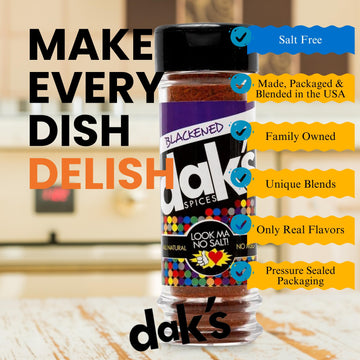 DAKS Spices Blackened Seasoning Blend, 100% Salt Free, 1.7 oz, Purple, Low Carb & Keto Friendly