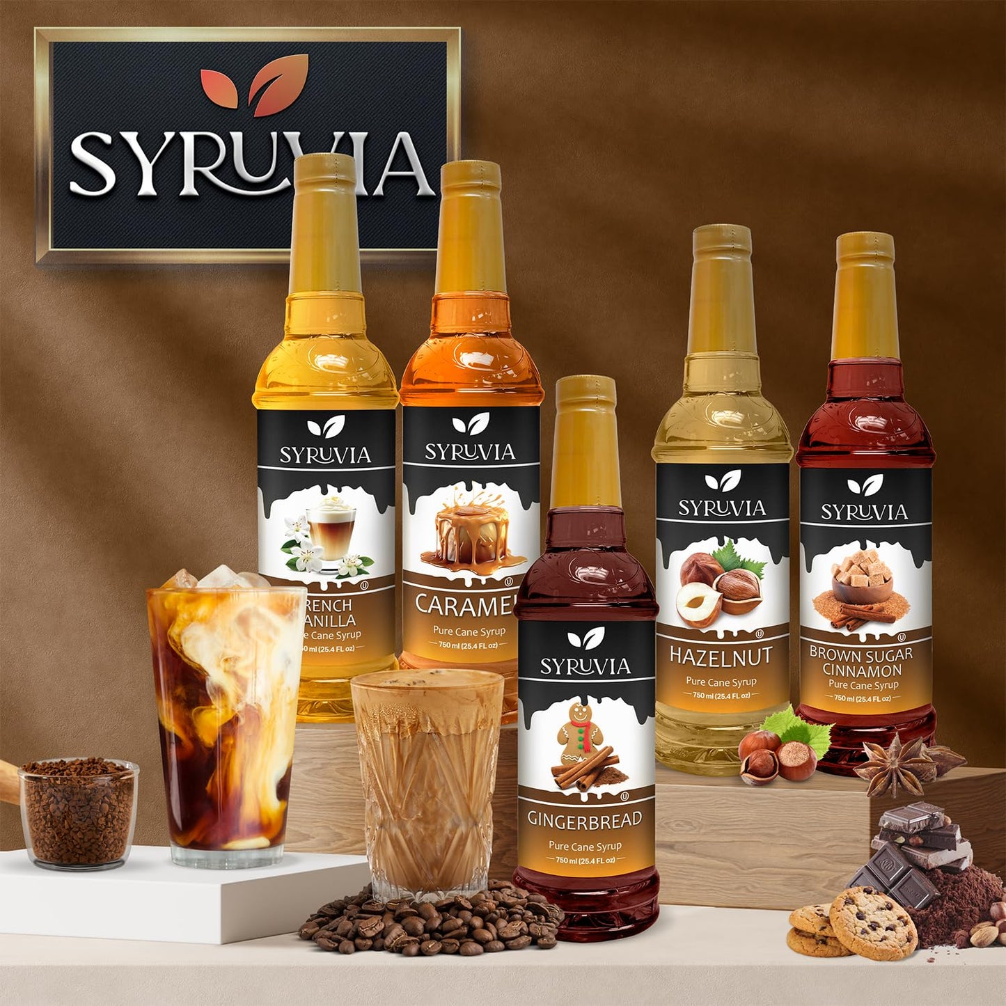 Syruvia Coffee Syrup Cupcake Flavored Syrup for Drinks Lattes and Desserts - 25.4 fl oz
