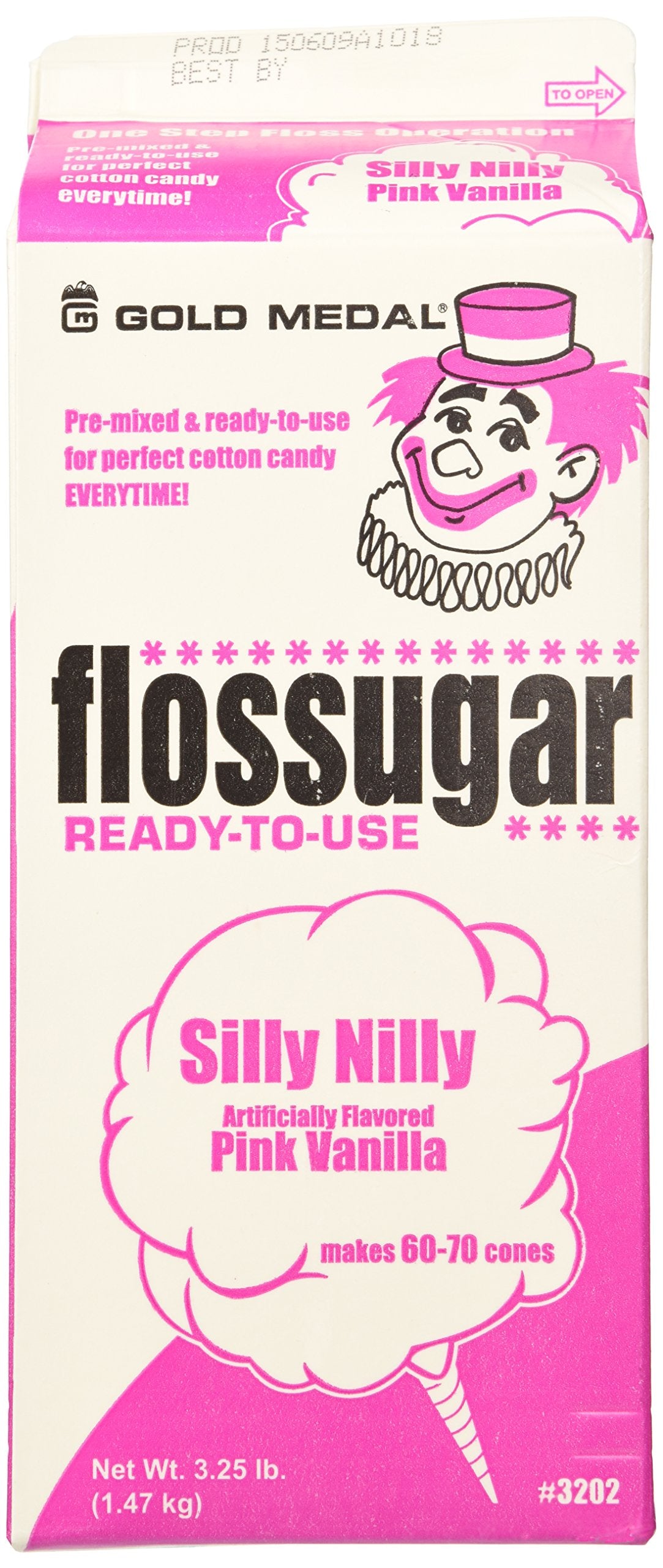 gold Medal 3202 Pink Vanilla Flossugar, 12 gallon carton