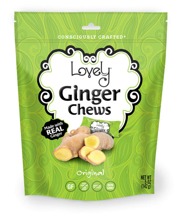 Lovely Candy Co. Original Ginger Chews, Made with Real Ginger, Individually Wrapped, 5oz (1-Pack) | Gluten-Free, Non-GMO, NO Art