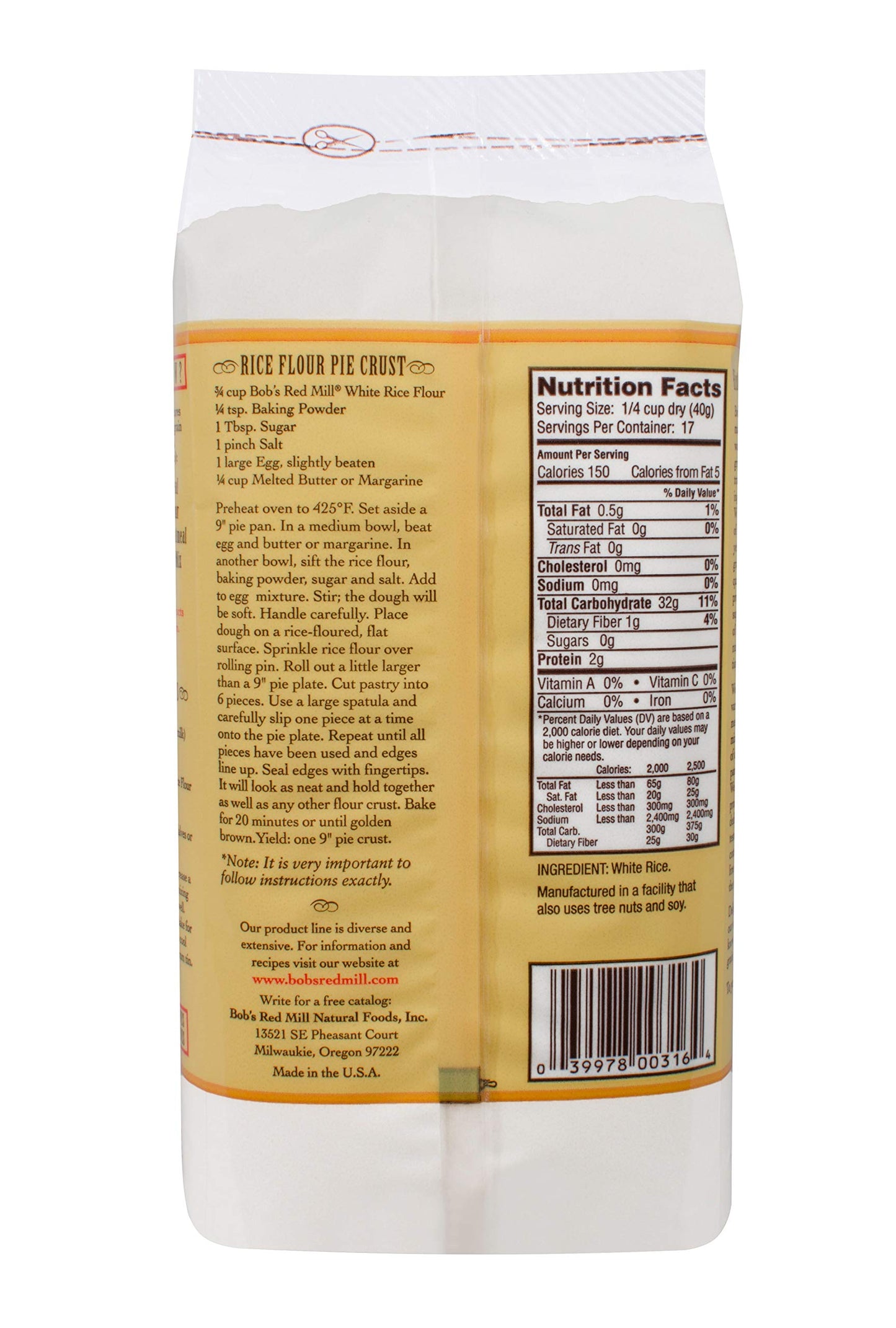 Bobs Red Mill Gluten Free White Rice Flour, 24 Oz (Pack of 4), Red, Model 1461C244