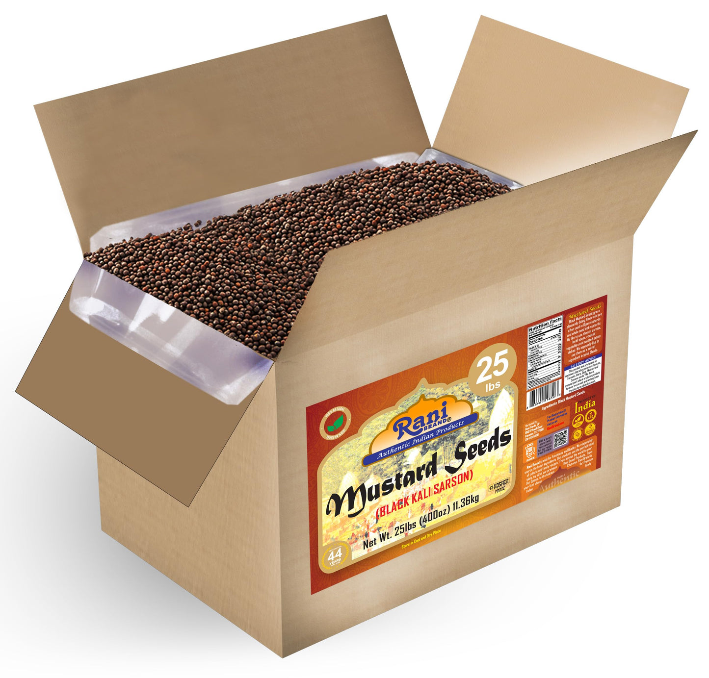 Rani Black Mustard Seeds Whole Spice, 25 lbs Bulk Box, All Natural, Gluten Friendly, NON-GMO, Vegan, Indian Origin
