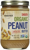 Woodstock Organic Smooth Peanut Butter, No Salt, 16 Oz