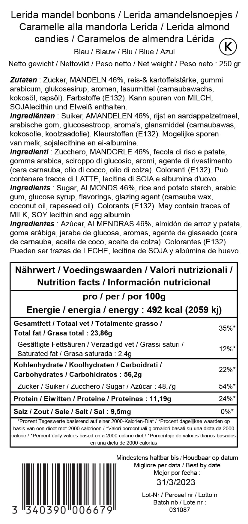 Medicis Enhanced Candied Almond Dragees (French Jordan Almonds) Sugar Coated Candies Ideal As A Party Favor For Weddings And Baby Showers, 75 Count Bag 8.8Oz, Blue