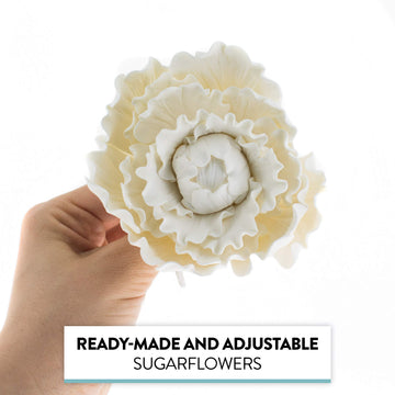 Global Sugar Art Premium Peony Sugar Cake Flower, White, Large, 1 Count By Chef Alan Tetreault