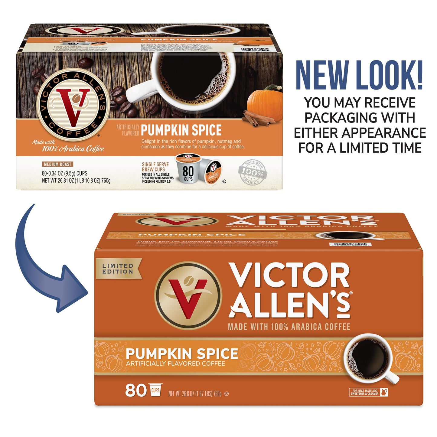 Victor Allens Coffee Pumpkin Spice Medium Roast Single Serve Pods - 42 Count, Brown