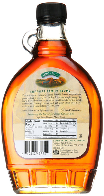 Coombs Family Farms Maple Syrup, Organic Grade A, Dark Color, Robust Taste, 12Oz