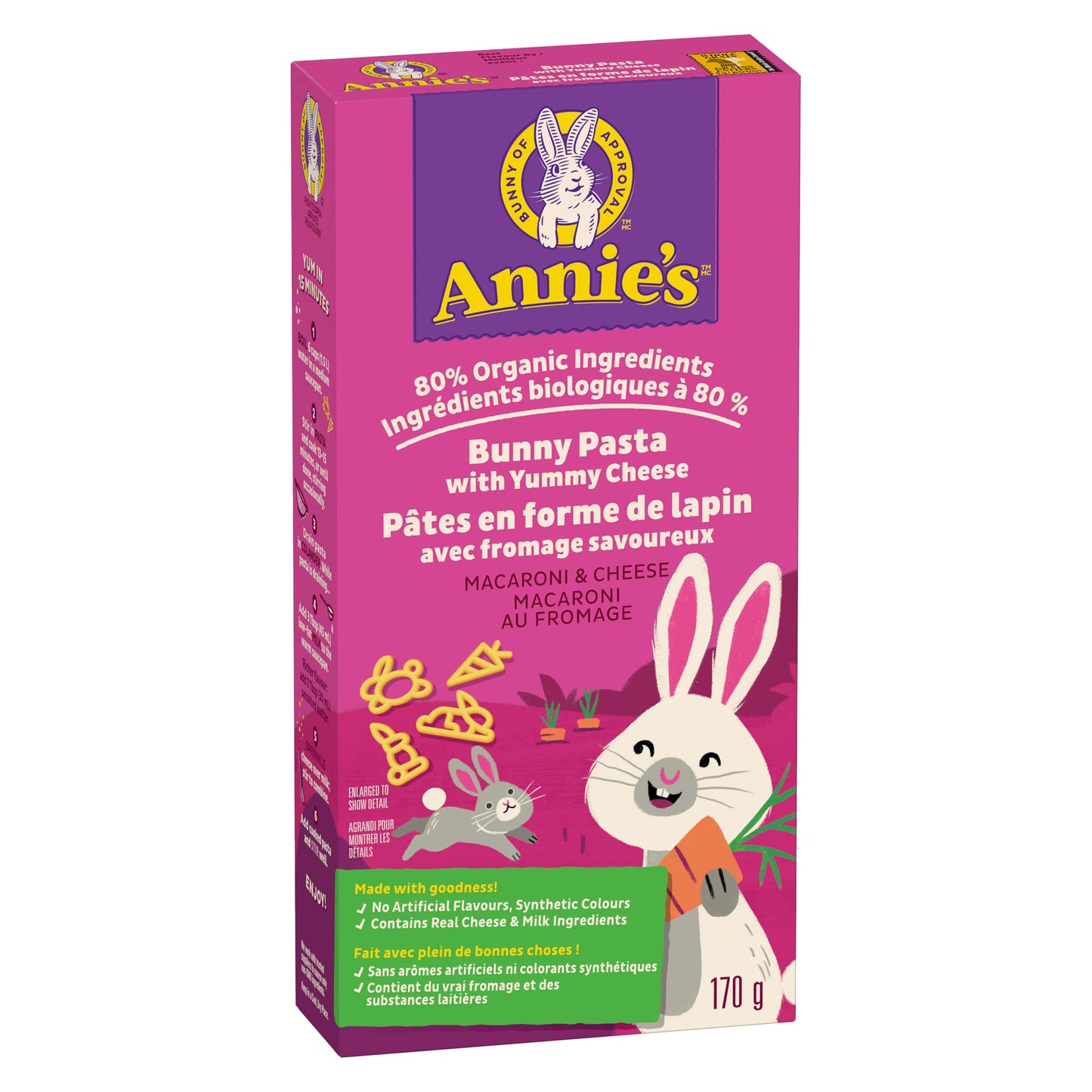 Annie s Yummy Bunnies and Cheddar, Made with Real Cheese and Organic Pasta, 6 oz (Pack of 12)
