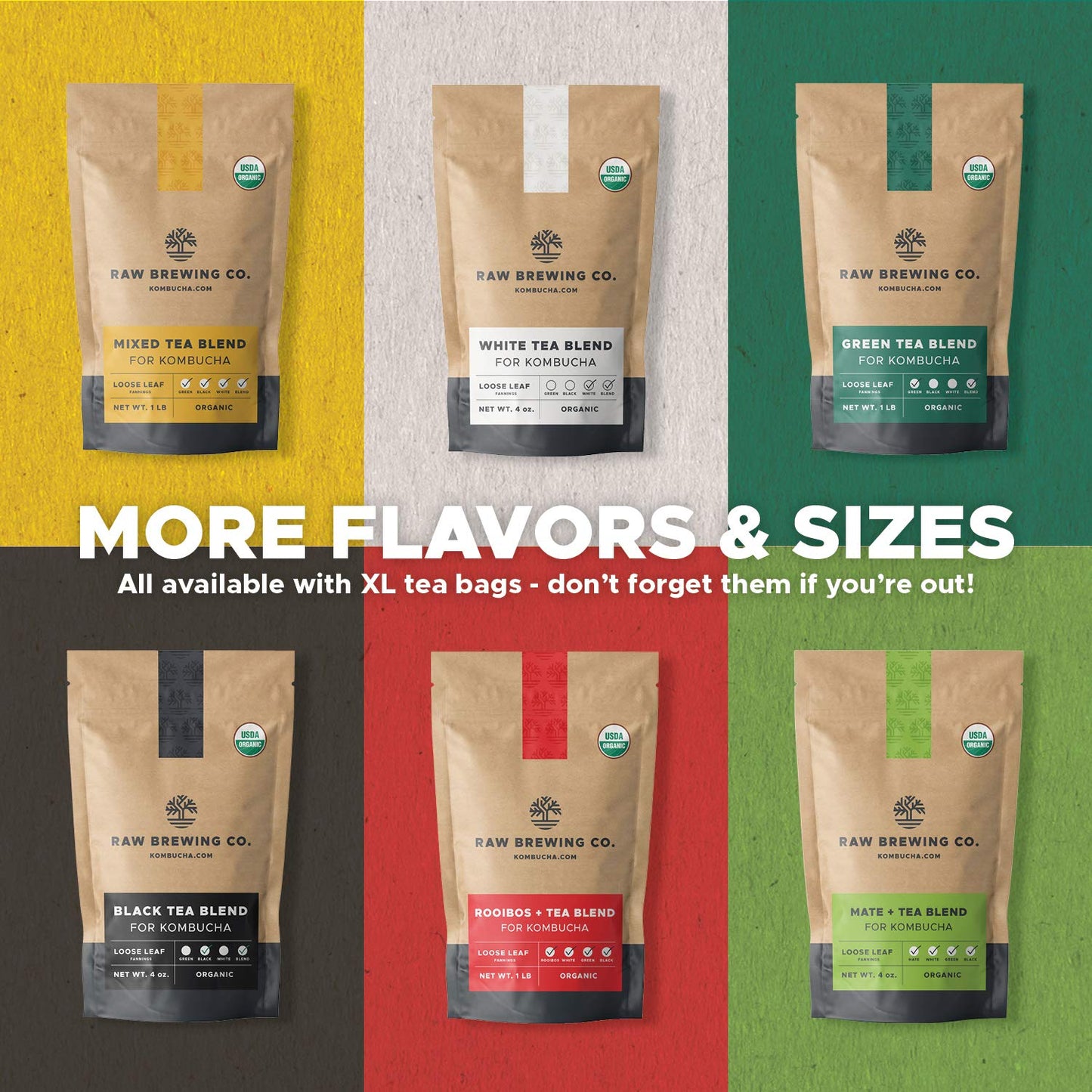 Kombucha.Com Certified Organic Loose Leaf Tea - Kombucha Brewing Blends (Black/Green/White Tea Blend, 1 Pound). Makes Up To 50 G