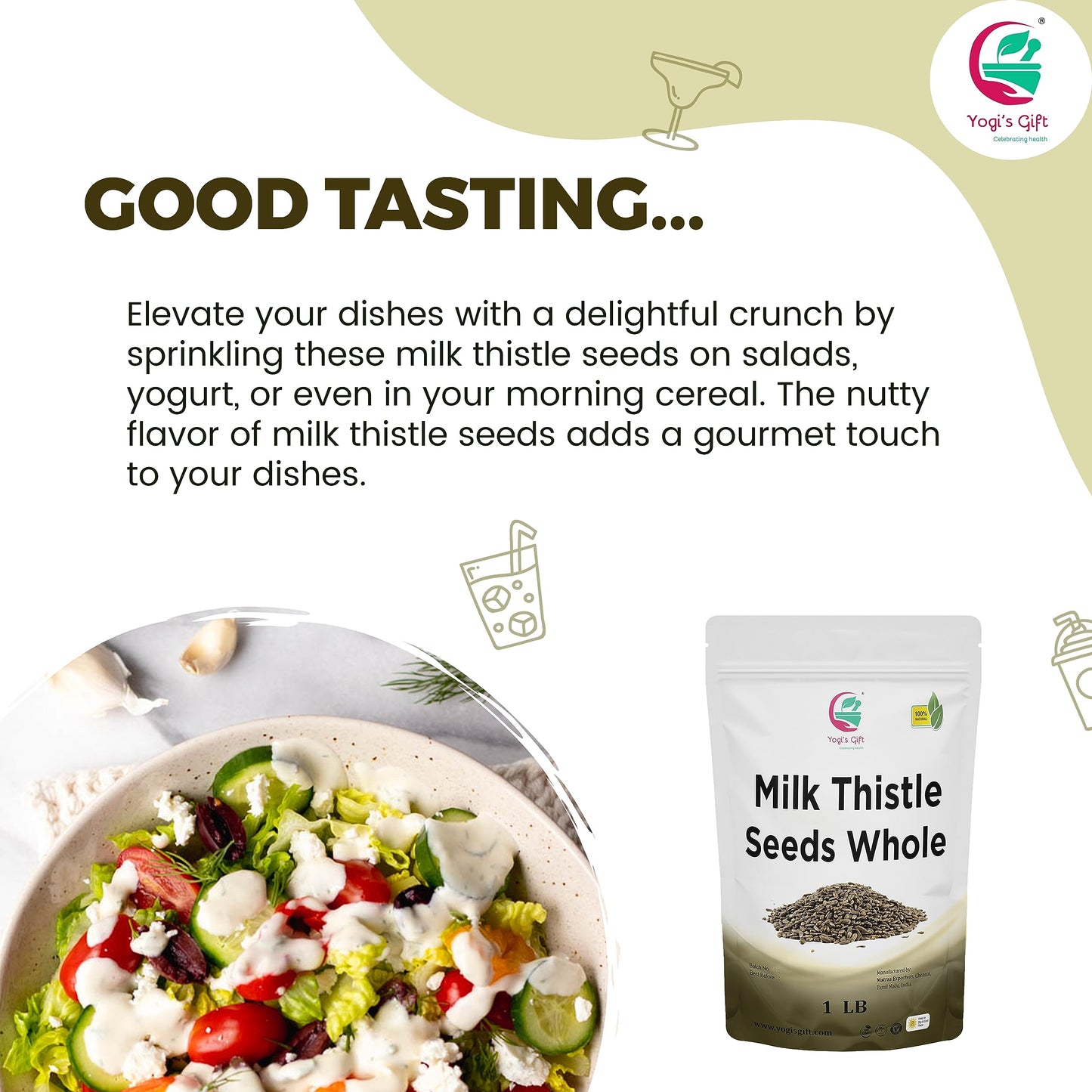 Milk Thistle Seeds 1 Lb (Whole) | Whole Milk Thistle For Tea | By Yogi'S Gift