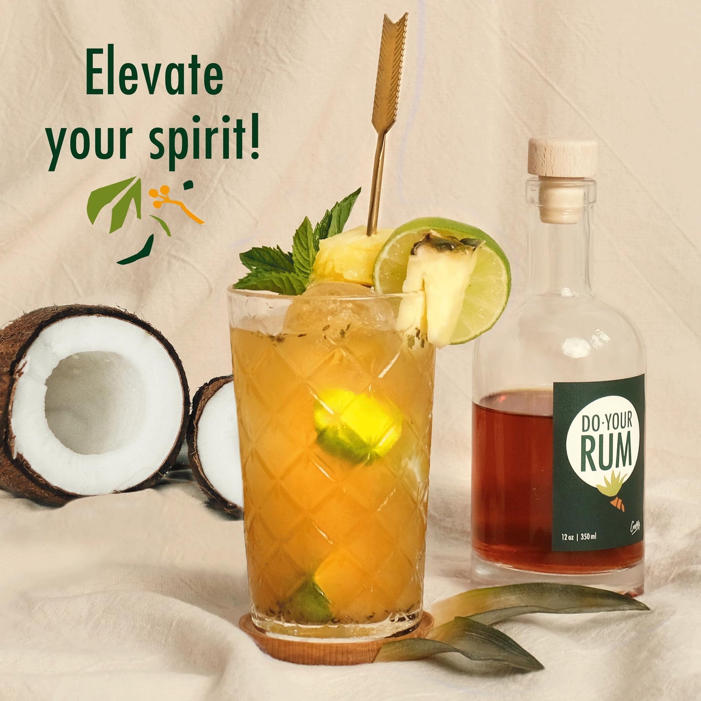 Craftly spirit-inspired flavor Infusion Kit - Glass Bottle with Natural Botanicals - Stainless Steel Spices for Homemade Cocktails
