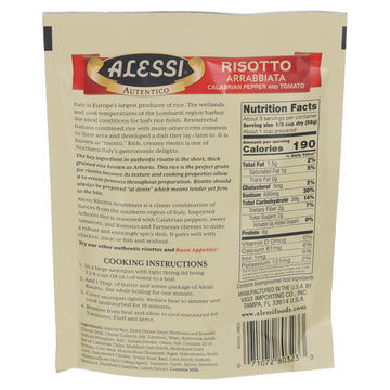 Alessi Autentico, Premium Seasoned Risotto, Italian Arborio Rice, Easy To Prepare, 6.5 Ounce (Arrabbiata, Pack Of 6)