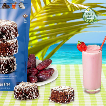 Heaven & Earth Gluten Free Chocolate Covered Almond Butter Date Bite Truffles with Coconut Flakes 5.25oz (2 Pack) Dairy Free, Al