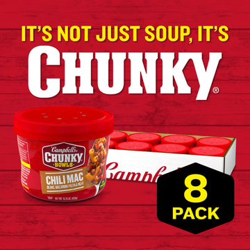 Campbell'S Chunky Soup, Chili Mac Soup, 15.25 Oz Microwavable Bowl (Case Of 8)