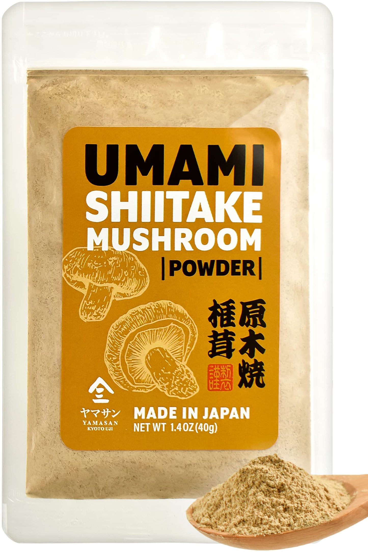 YAMASAN KYOTO UJI Japanese Shiitake Mushroom Umami Powder (40g) - Natural Umami Booster, 100% Japanese Ingredients, No Chemical