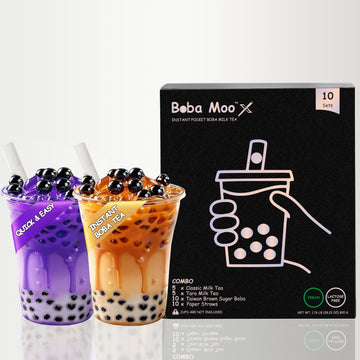 Boba Moo X Premium Boba Tea Kit Combo (Classic & Taro) - Only 5,000 Kits Yearly, Small Batch Bubble Tea Kit With Boba Tapioca Pe