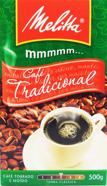 Melitta - Traditional Roasted Coffee - 17.6 Oz (Pack Of 04) | Melitta Caf Torrado E Mo Do Tradicional - 500G