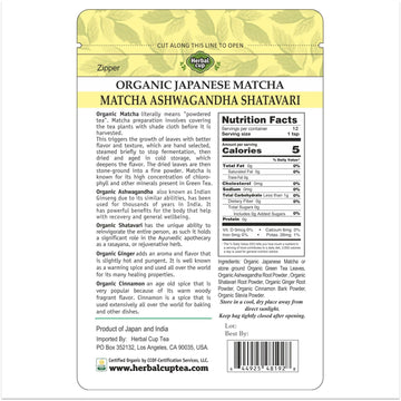 Herbal Cup Tea Organic Japanese Matcha (Matcha Ashwagandha Shatavari, 2 Ounce (Pack Of 1))