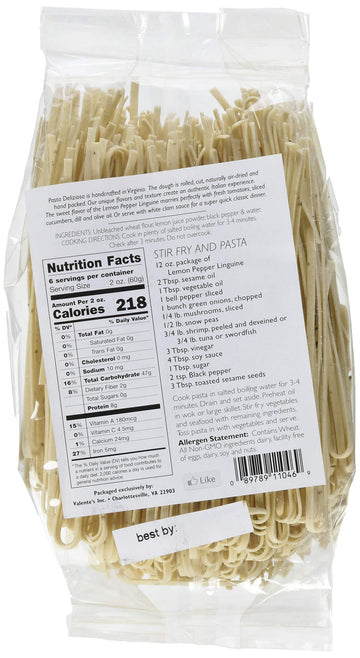 Pasta Deliziosa! Handcrafted Pasta, Lemon Pepper Linguine, 12 Ounce