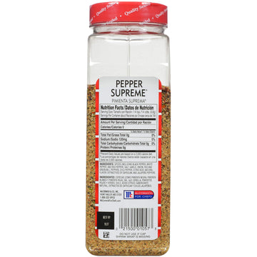 Lawry'S Pepper Supreme Seasoning Blend, 21 Oz - One 21 Ounce Container Of Seven Pepper Seasoning Including Black, White And Red Pepper, Perfect On Steak, Chicken, Eggs, Vegetables And More