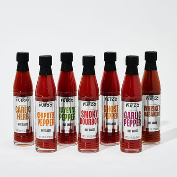 The Good Hurt Fuego, Hot Sauce Sampler Gift Set, Includes 7 Bottles In Exotic Flavors, Hot Sauce Variety Pack With Habanero, Ghost Pepper, Smoky Spirit-Inspired Flavor, Great For Men, Holiday Or Christmas Gift Idea