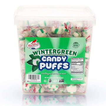 Red Bird Wintergreen Mints, Individually Wrapped Candy, Gluten Free Breath Mints, 52 Oz Tub