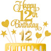 Lecferrarc 12th Birthday Cake Decorations, 12th Birthday Candles Cake Numeral Candles and Glitter Happy 12th Birthday Cake Toppe