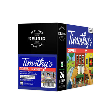 Timothy'S, Cinnamon Pastry, Single-Serve Keurig K-Cup Pods, Medium Roast Coffee, 96 Count (4 Boxes Of 24 Pods)