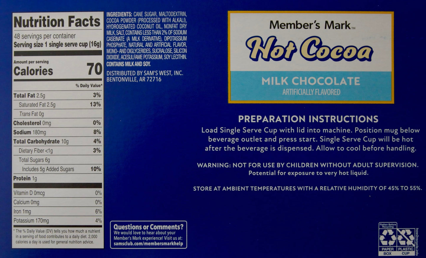 Members Mark Hot Cocoa Milk Chocolate - 48 Pods