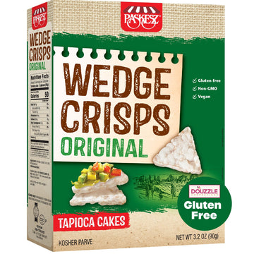 DOUzzle Gluten Free Crackers, Wedge Crisps Original Tapioca Cakes (Pack of 1) Non Gebrokts Kosher for Passover Snack Food - Non