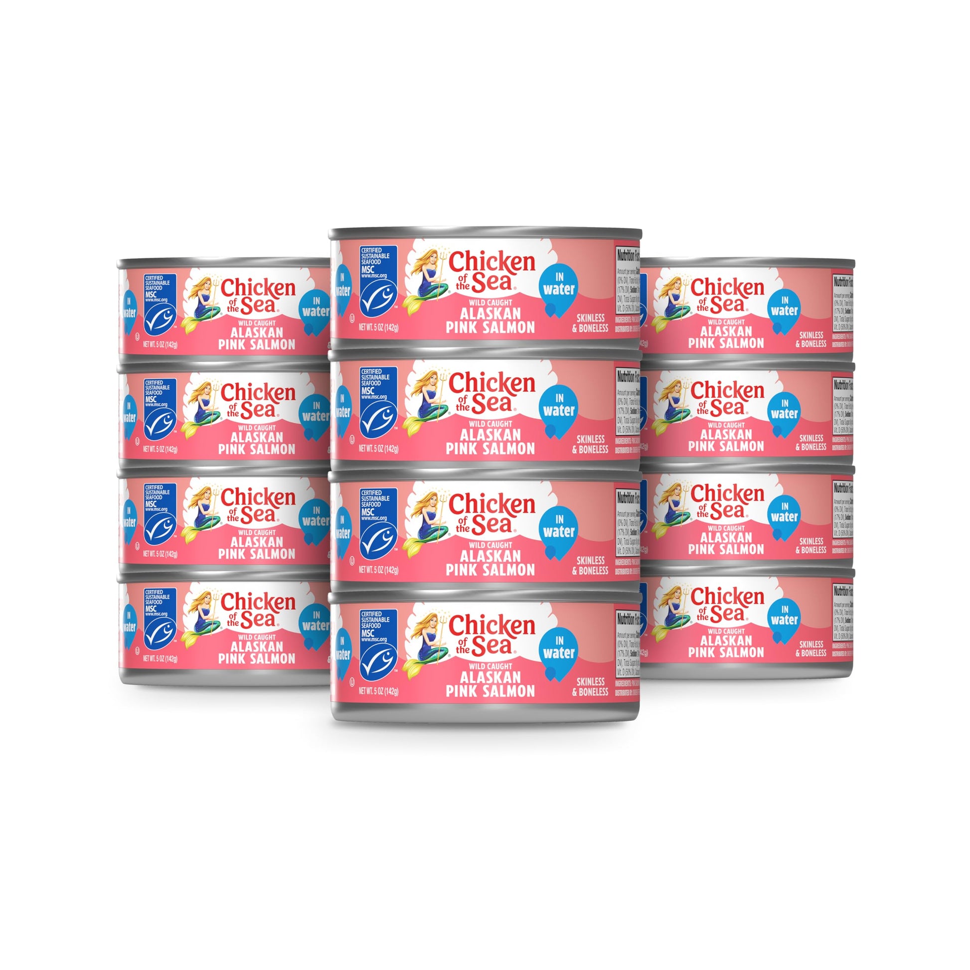 Chicken of the Sea Alaskan Pink Salmon in Water, 5 oz. Cans (Pack of 12), Wild Caught Canned Salmon, Skinless & Boneless (Packag