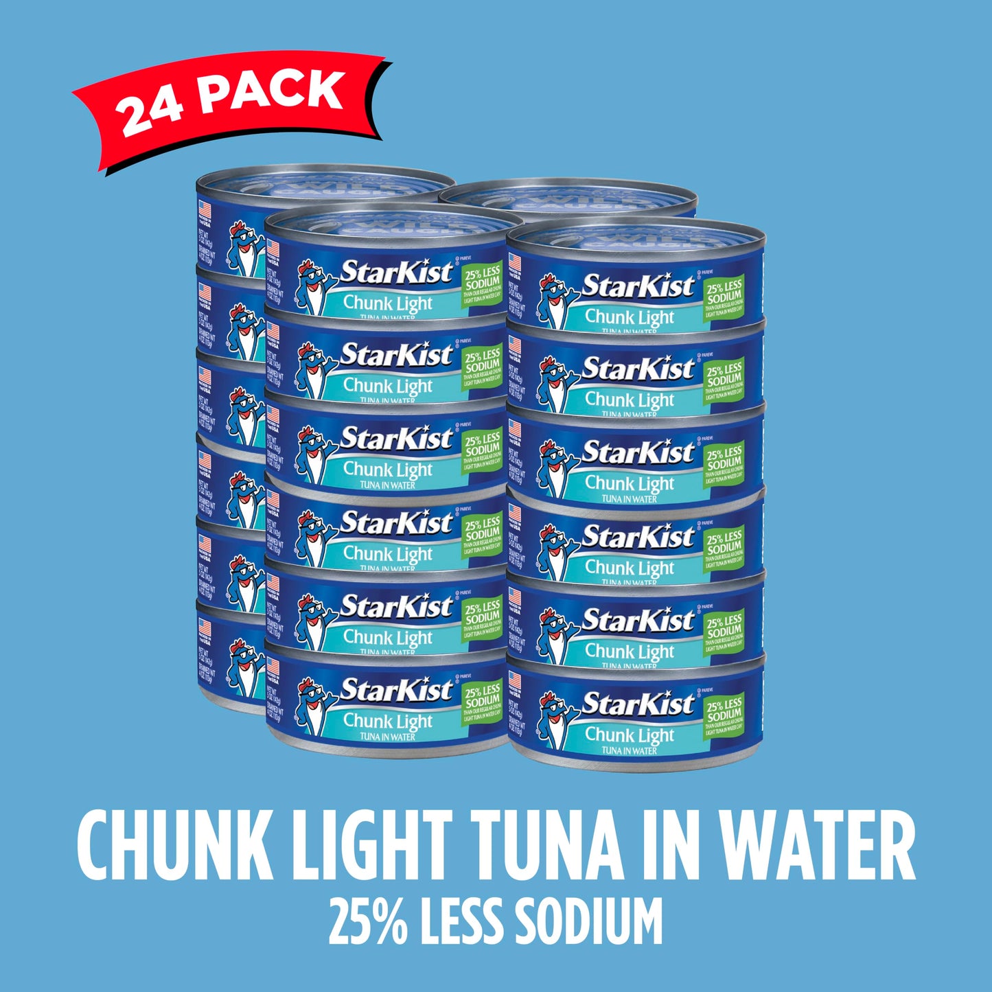Starkist 25% Less Sodium Chunk Light Tuna In Water - 5 Oz Can (Pack Of 24)
