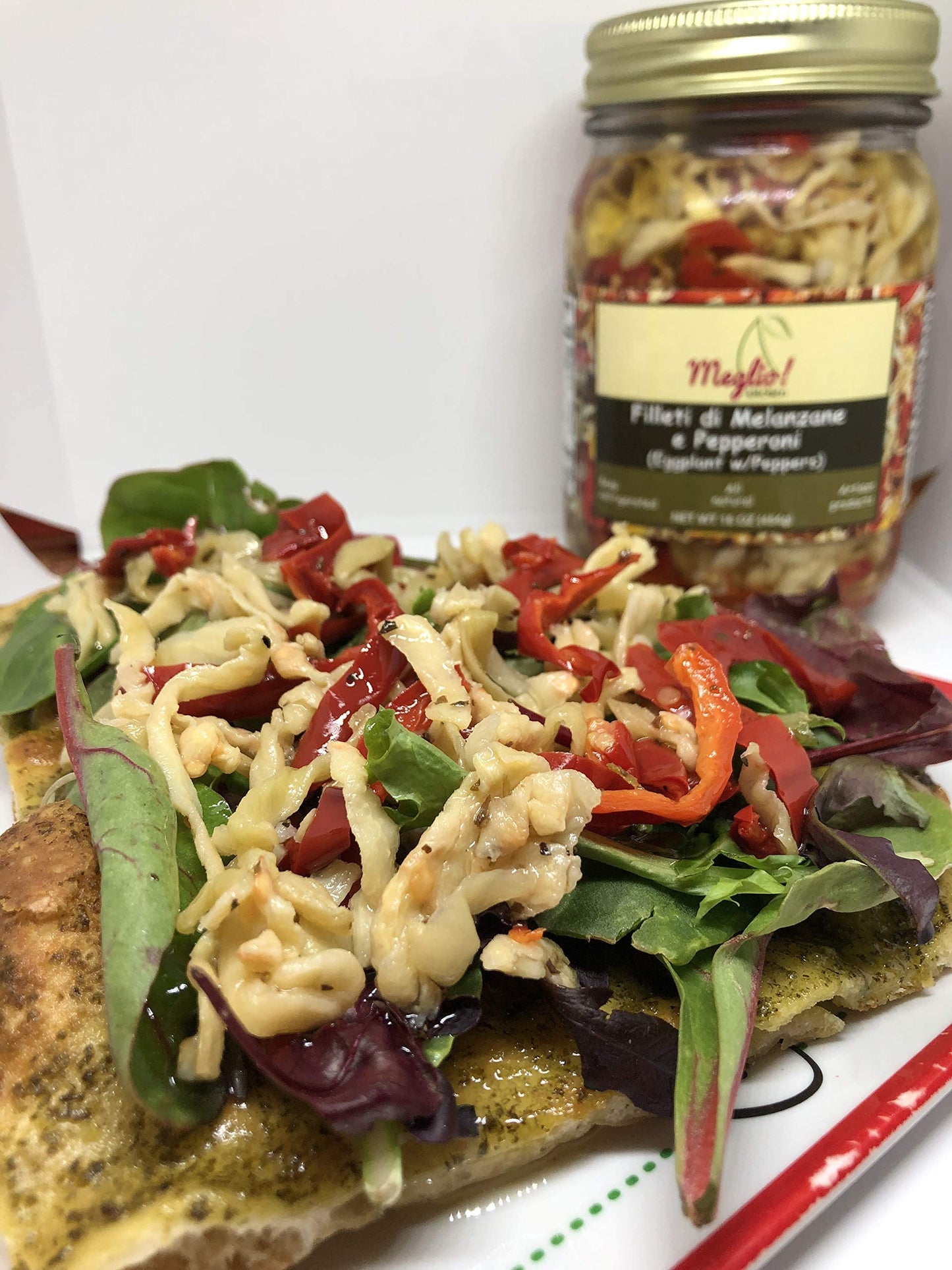 Melanzane E Peperoni (Eggplant W/Bell Peppers) 14 Oz (396 G) - Italian Appetizer, Antipastos, Vegetables, All Natural