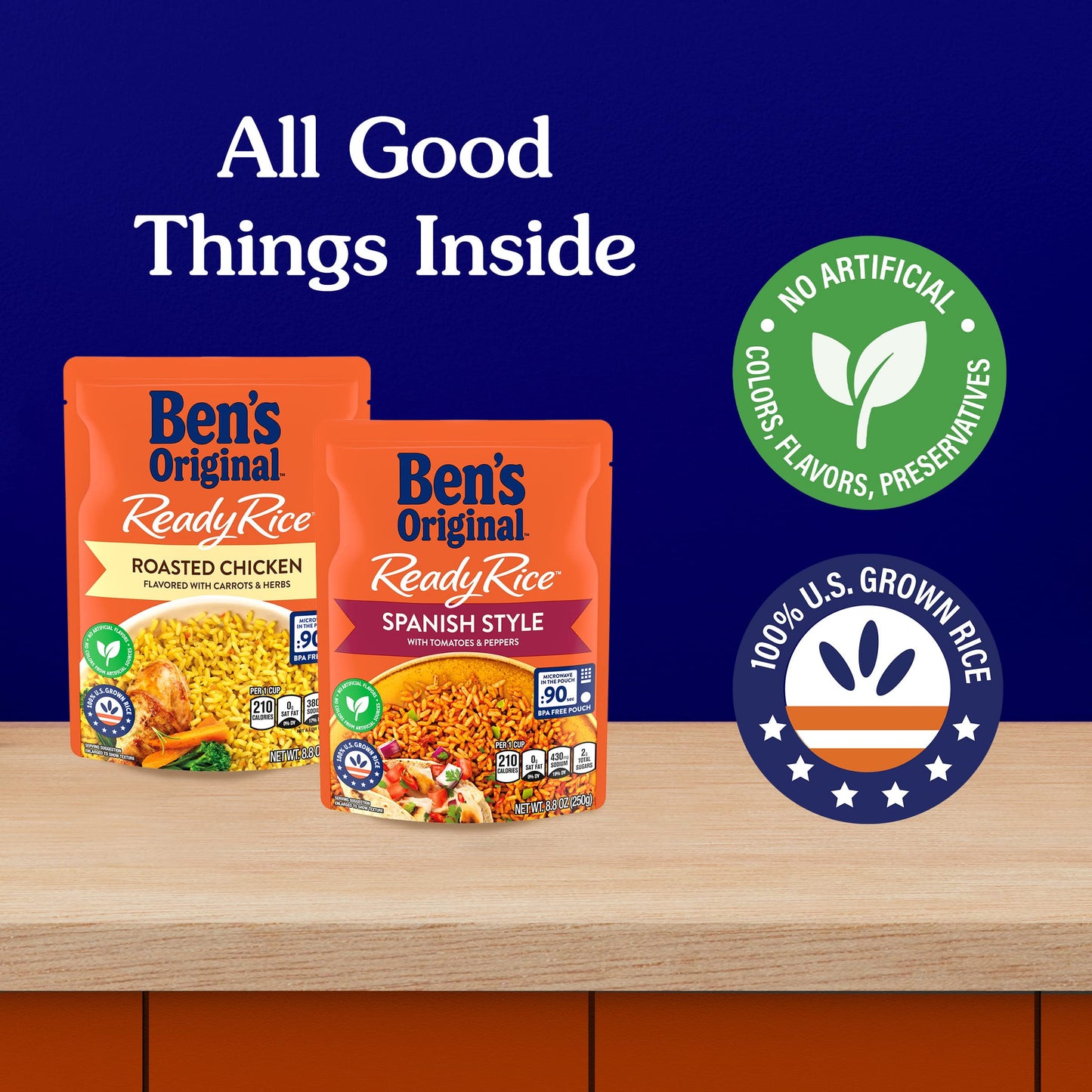 Ben'S Original Ready Rice Roasted Chicken And Spanish Style Flavored Rice Variety Pack, Easy Dinner Sides, 8.8 Oz Pouch (Pack Of