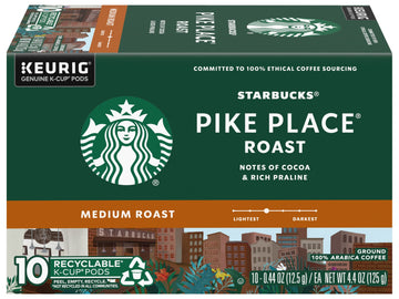 Starbucks Pike Place Roast Medium Keurig K-Cups - 0.44 Oz - 10 Ct - 2 Pk