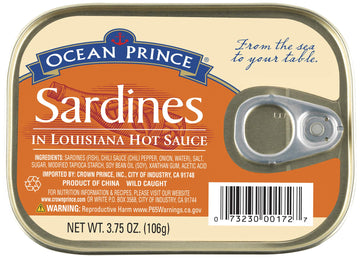Ocean Prince Sardines In Louisiana Hot Sauce, 3.75 Ounce Cans (Pack Of 12)