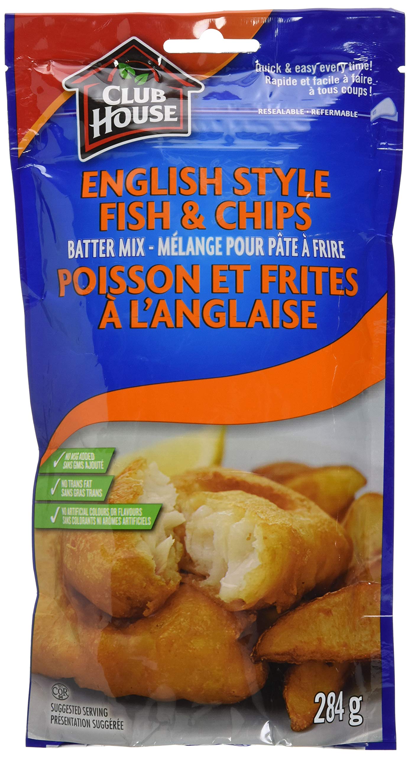 Club House, Batter Mix, English Style Fish & Chips, 284g/10oz., Imported from Canada)