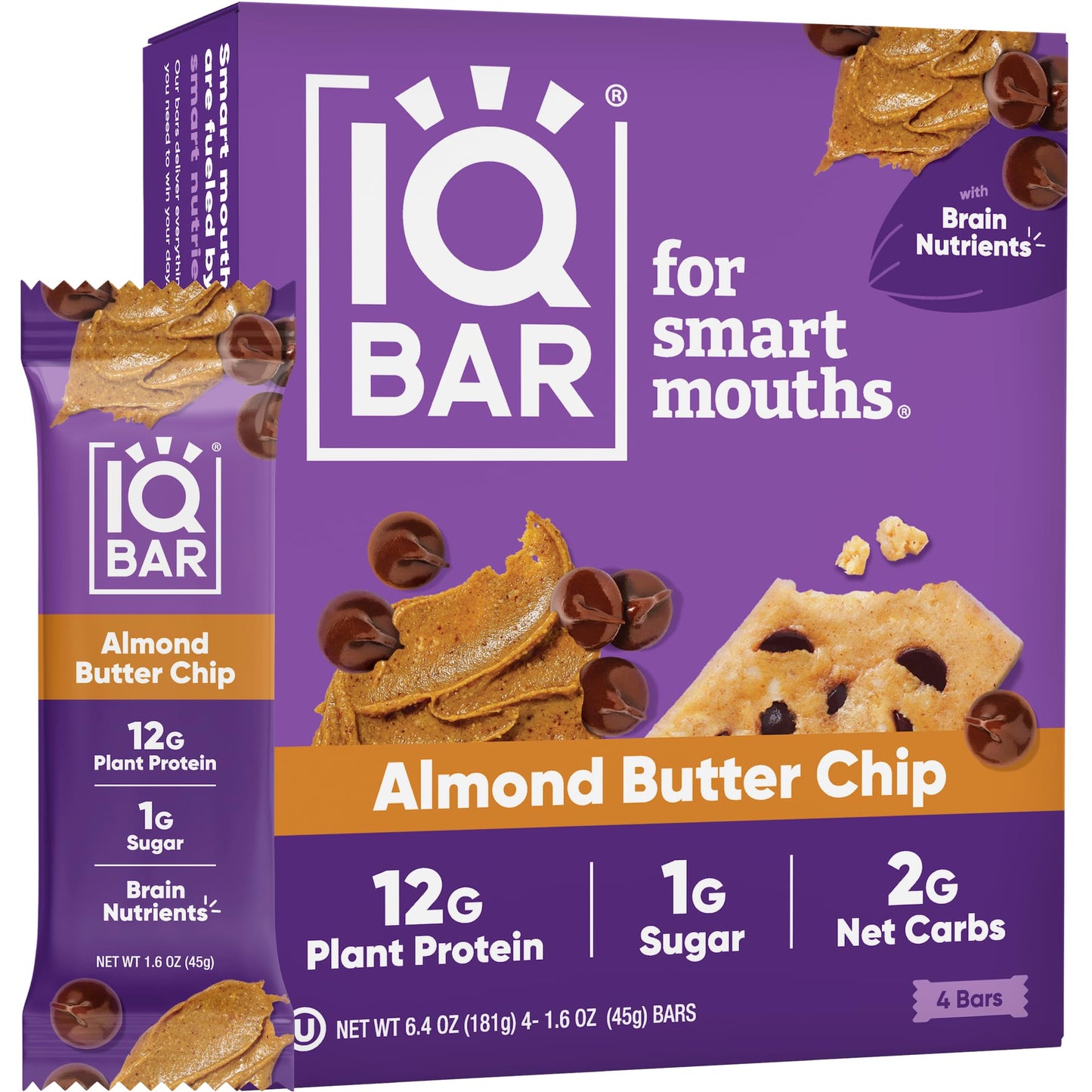 IQBAR, Almond Butter Chip, 4 count